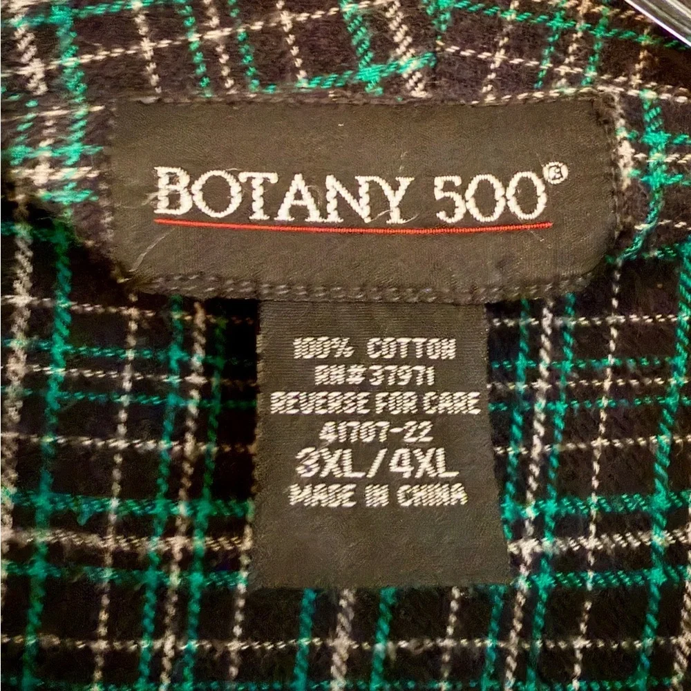 BOTANY 500, MENS, GREEN/BLACK PLAID, BATH ROBE. SIZE 3XL/4XL - Picture 6 of 6